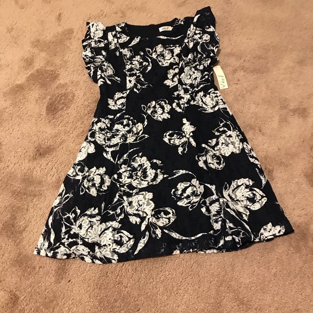 Floral Blue and White Dress, lace print